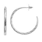 Dana Buchman Silver Tone Textured Hoop Earrings, Women's