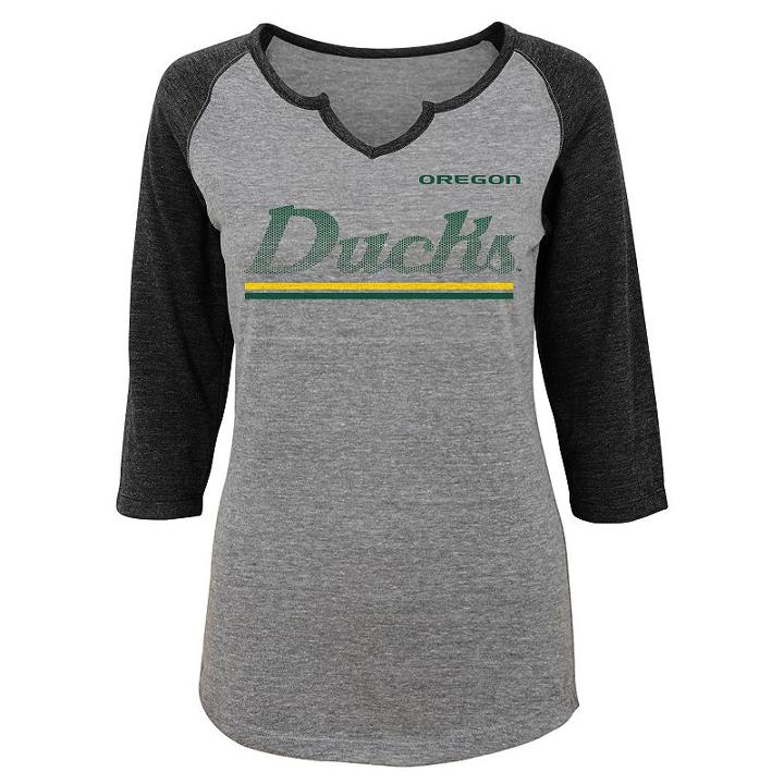 Juniors' Oregon Ducks Over The Line Tee, Women's, Size: Medium, Dark Grey