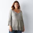 Plus Size Sonoma Goods For Life&trade; Crochet Peplum Top, Women's, Size: 1xl, Med Beige