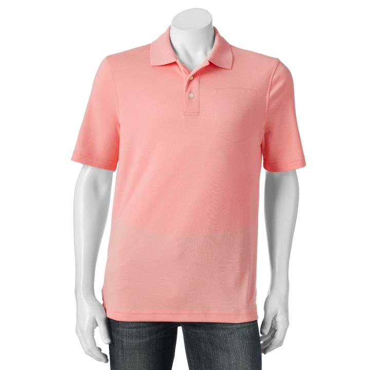 Men's Croft & Barrow&reg; Signature Pocket Polo, Size: Medium, Lt Orange