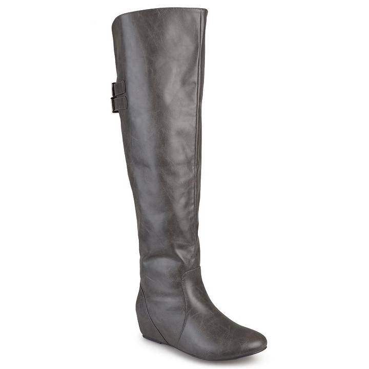Journee Collection Angel Women's Over-the-knee Wedge Riding Boots, Girl's, Size: 6 Wc, Grey