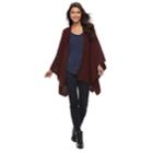 Manhattan Ribbed Knit Ruana, Women's, Dark Red