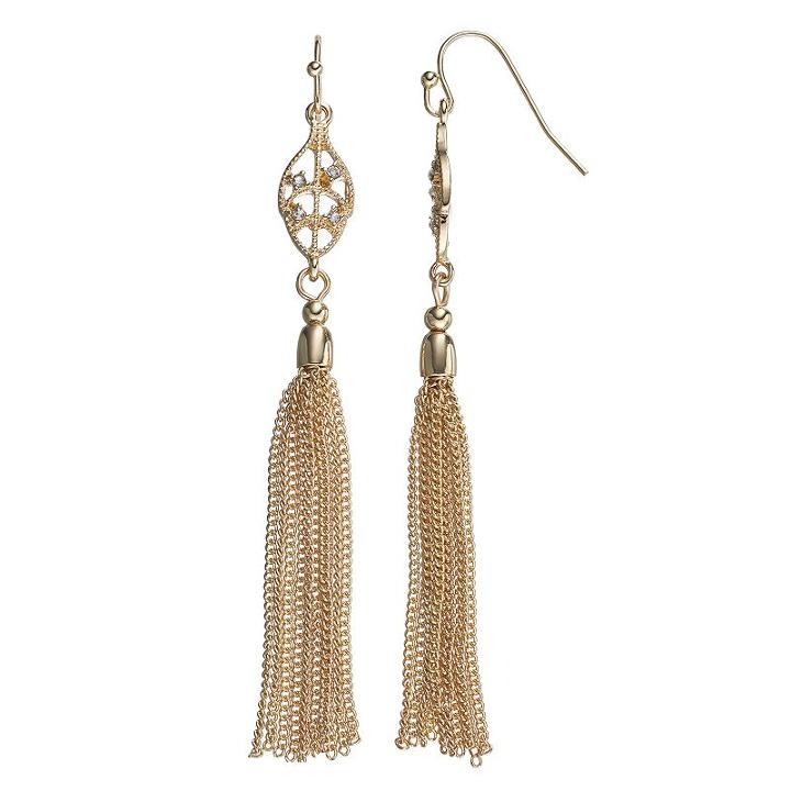 Lc Lauren Conrad Tassel Leaf Drop Earrings, Women's, Gold