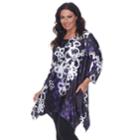 Plus Size White Mark Scroll Shark-bite Tunic, Women's, Size: 2xl, Iola Black