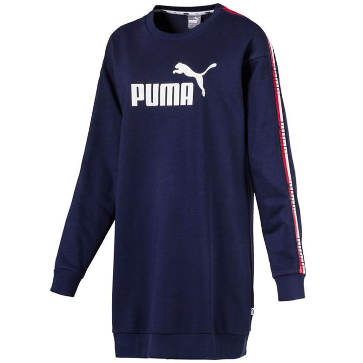 Women's Puma Graphic Tape Long Sleeve Dress, Size: Medium, Blue