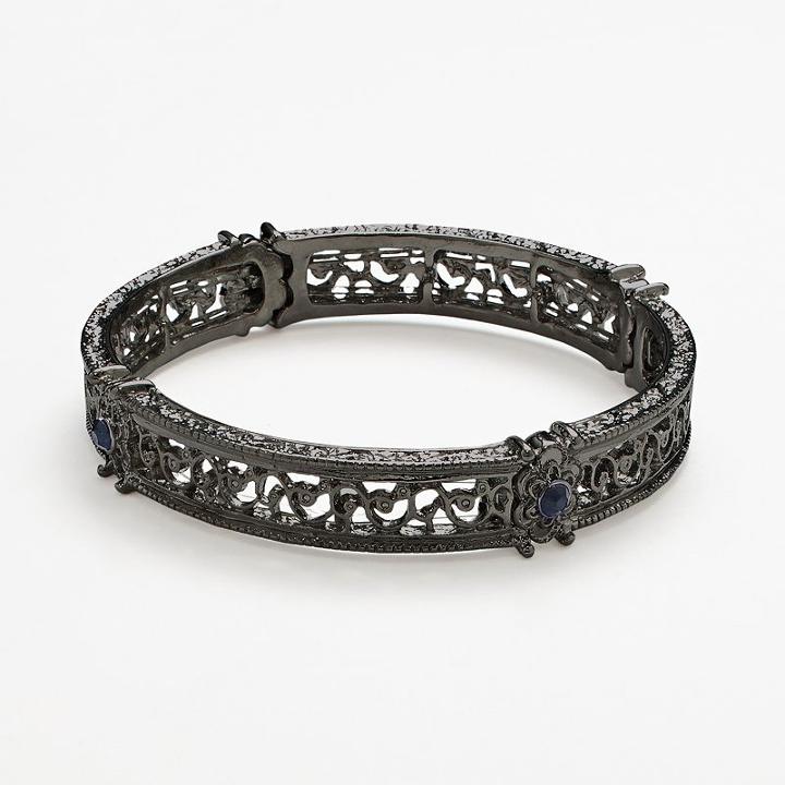 1928 Simulated Crystal Scroll Stretch Bracelet, Women's, Size: 7, Blue