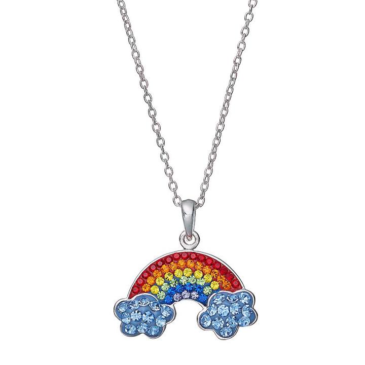 Silver Luxuries Crystal Rainbow Pendant Necklace, Women's, Multicolor