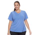 Plus Size Tek Gear Dry Tek Easy V-neck Tee, Women's, Size: 2xl, Med Blue