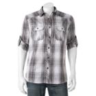Big & Tall Rock & Republic Classic-fit Plaid Stretch Roll-tab Button-down Shirt, Men's, Size: 3xl Tall, Med Grey