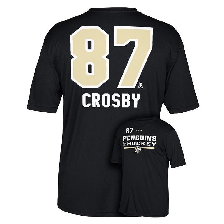 Men's Reebok Pittsburgh Penguins Sidney Crosby Name And Number Tee, Size: Large, Black