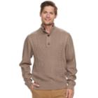 Men's Haggar Regular-fit Cable-knit Quarter-zip Sweater, Size: Large, Med Beige