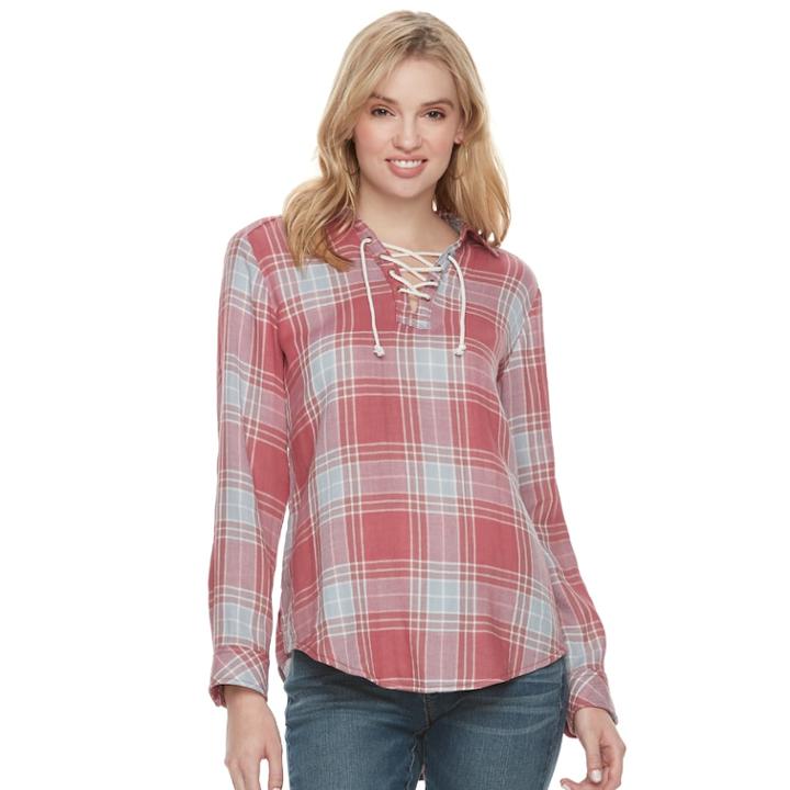 Women's Sonoma Goods For Life&trade; Lace-up Shirt, Size: Medium, Med Pink