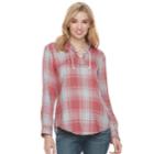 Women's Sonoma Goods For Life&trade; Lace-up Shirt, Size: Medium, Med Pink