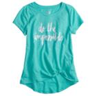 Girls 7-16 So&reg; Knot Front Graphic Tee, Size: 14, Med Blue