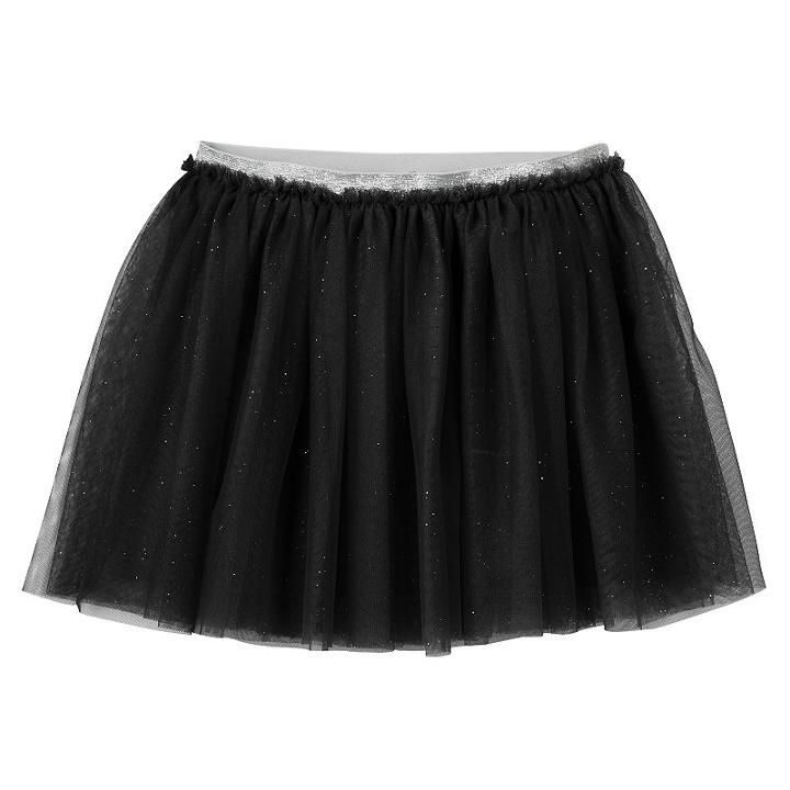 Girls Plus Size So&reg; Glitter Mesh Skirt, Girl's, Size: 20 1/2, Black