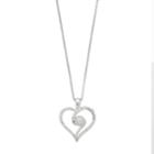 Simply Vera Vera Wang Sterling Silver Freshwater Cultured Pearl & 1/10 Carat T.w. Diamond Heart Pendant, Women's, Size: 18, White