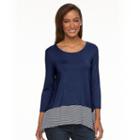 Women's Croft & Barrow&reg; Handkerchief-hem Top, Size: Medium, Dark Blue
