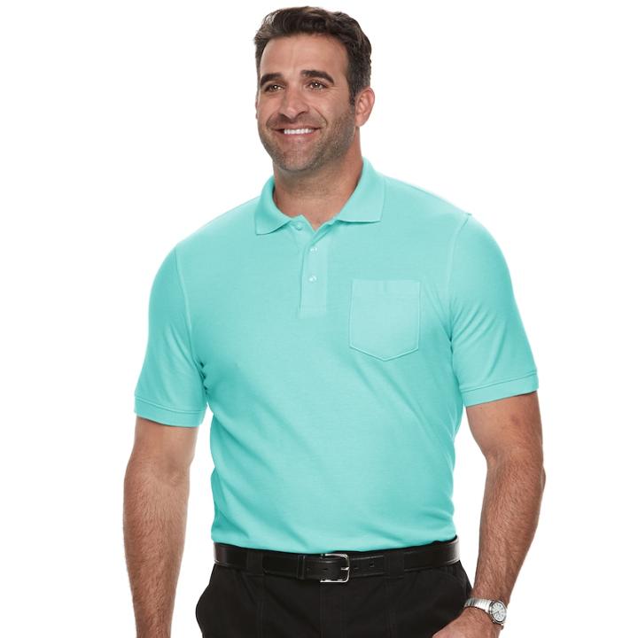 Big & Tall Croft & Barrow&reg; Classic-fit Easy-care Pique Performance Pocket Polo, Men's, Size: 4xlt, Turquoise/blue (turq/aqua)