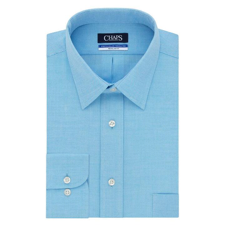 Men's Chaps Regular-fit Wrinkle-free Stretch Collar Dress Shirt, Size: 16.5-34/35, Turquoise/blue (turq/aqua)