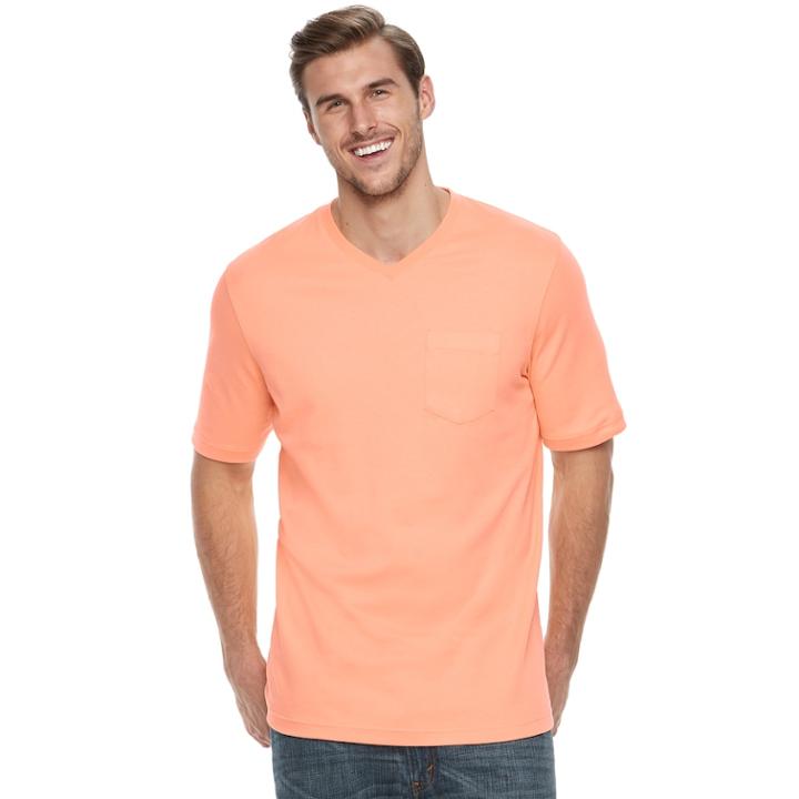 Big & Tall Croft & Barrow&reg; Classic-fit Easy-care V-neck Pocket Tee, Men's, Size: L Tall, Brt Orange
