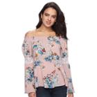 Women's Double Click Off-the-shoulder Lace Top, Size: Xl, Pink