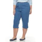 Plus Size Croft & Barrow&reg; Button Hem Chambray Capri Pants, Women's, Size: Regular, Blue