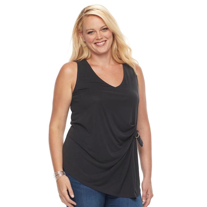 Plus Size Apt. 9&reg; Buckle Pleated Tank, Women's, Size: 1xl, Black