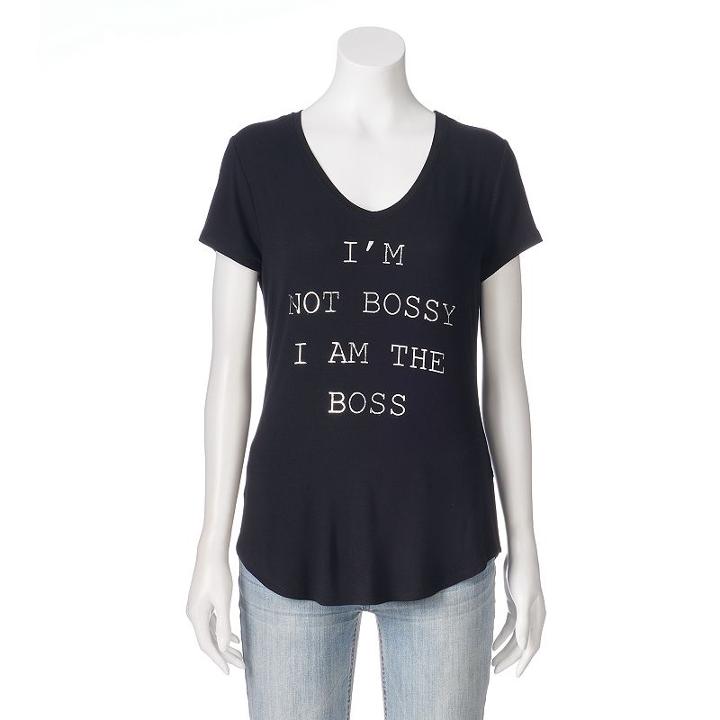 Women's Apt. 9&reg; V-neck Graphic Tee, Size: Large, Black