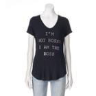 Women's Apt. 9&reg; V-neck Graphic Tee, Size: Large, Black