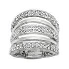 Multi Row Simulated Crystal Stretch Ring, Women's, Silver