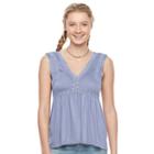 Juniors' Mudd&reg; Crochet-trim Empire Tank, Girl's, Size: Large, Blue (navy)