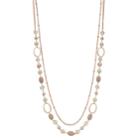 Bead & Oval Link Long Layered Necklace, Women's, Light Pink