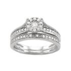 10k White Gold 1/3 Carat T.w. Diamond Cluster Engagement Ring Set, Women's, Size: 7