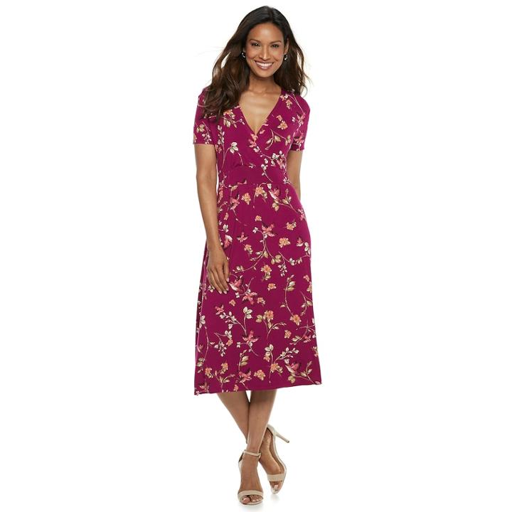Women's Croft & Barrow&reg; Surplice Dress, Size: Small, Dark Pink