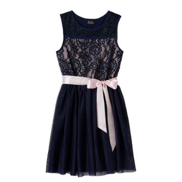Girls 7-16 Lilt Navy (blue) Lace Illusion Dress, Girl's, Size: 16