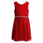 Girls 4-6x Youngland Red Glitter Matte Dress, Girl's, Size: 6