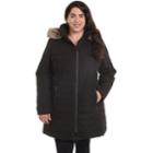 Plus Size Fleet Street Hooded Faux-fur Microfiber Jacket, Women's, Size: 3xl, Black