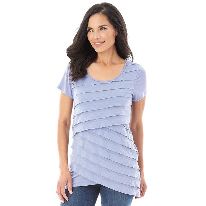 Women's Ab Studio Asymmetrical Shutter Stripe Tee, Size: Xlrg Av/rg, Purple Oth