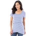 Women's Ab Studio Asymmetrical Shutter Stripe Tee, Size: Xlrg Av/rg, Purple Oth