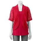 Sag Harbor Lace Cardigan - Women's And Tank Set - Women's, Size: Large, Med Pink