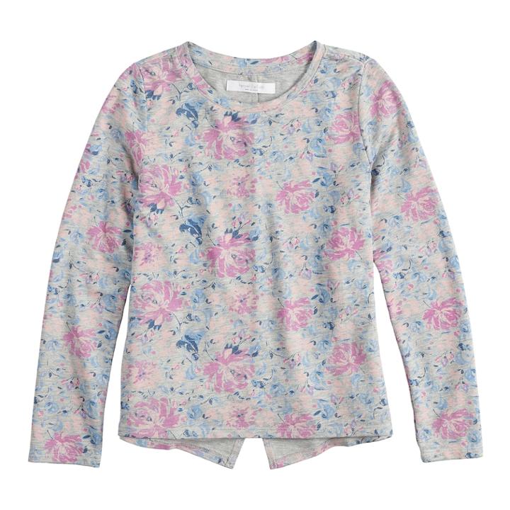 Girls 7-16 Harper & Elliott Split Back Pullover, Size: Medium, Light Grey