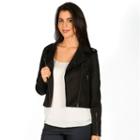 Women's Harve Benard Crop Moto Jacket, Size: Medium, Black