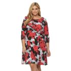 Plus Size Dana Buchman Printed Twist-front Dress, Women's, Size: 2xl, Med Red