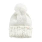 Women's Lc Lauren Conrad Lurex Cuff Pom Pom Beanie, White Oth