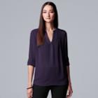 Women's Simply Vera Vera Wang Pintuck Crepe Blouse, Size: Xl, Purple