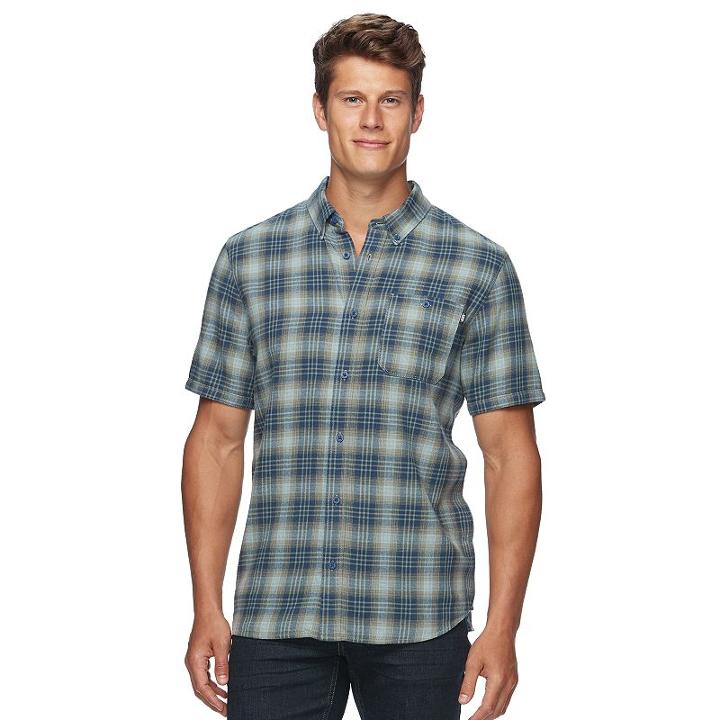 Men's Vans Plaid Button-down Shirt, Size: Xl, Black