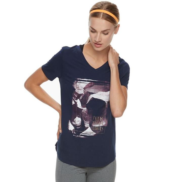 Women's Tek Gear&reg; Dry Tek V-neck Tee, Size: Medium, Dark Blue