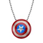 Captain America Stainless Steel Pendant Necklace - Men, Size: 22, Grey