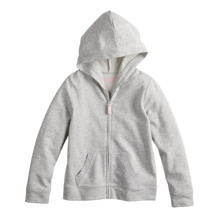Girls 4-10 Jumping Beans&reg; Ribbed Trim Hoodie, Size: 5, Light Grey