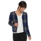 Women's Elle&trade; Grid Open-front Cardigan Jacket, Size: Xl, Blue